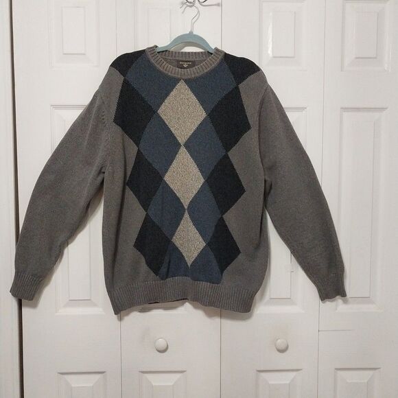 Dockers Mens Pullover Cotton Argyle Long Sleeve Sweater XXL Preppy Preowned - Picture 1 of 4